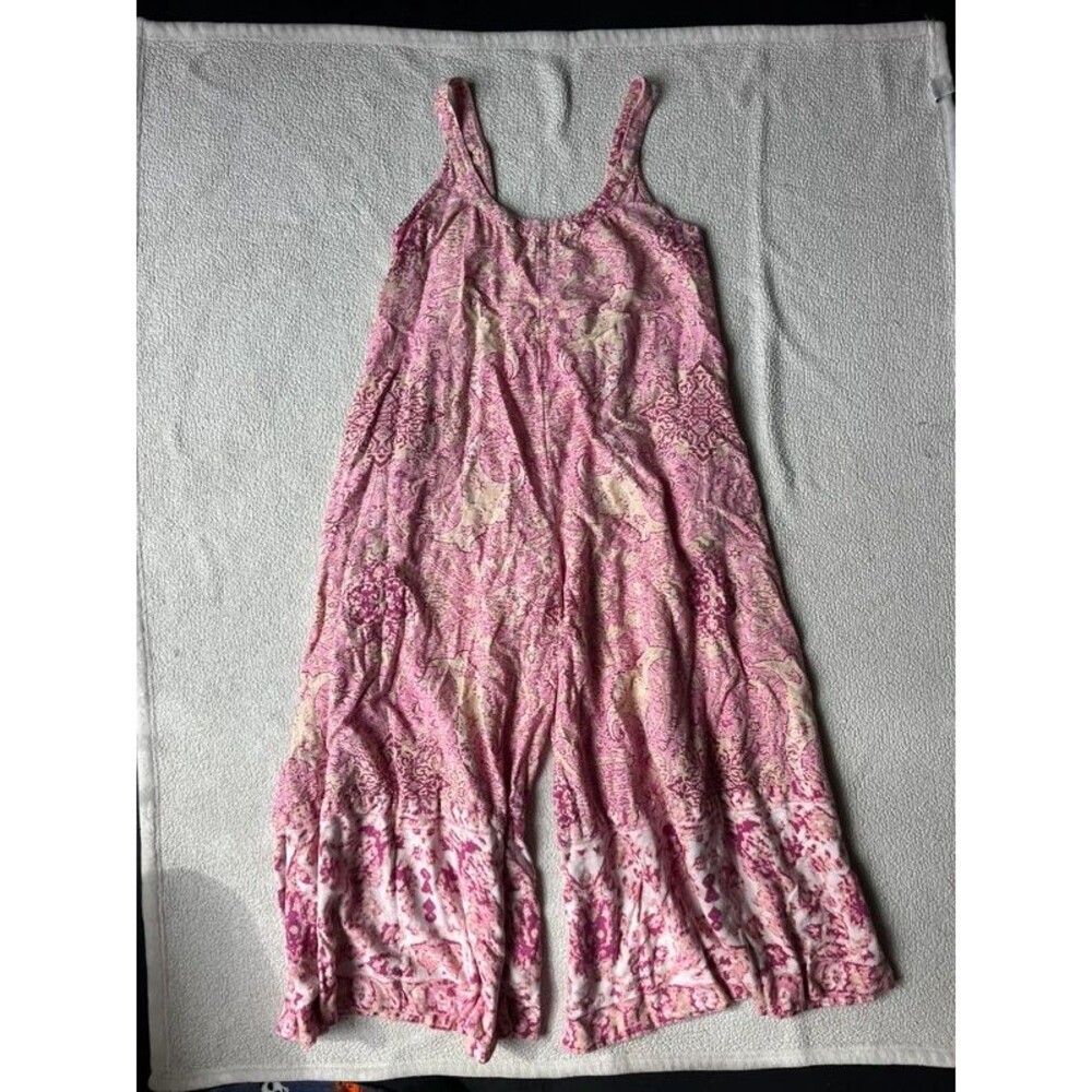 Free People Lillie One Piece Wide Leg Pink Jumpsuit Paisley Women’s Small